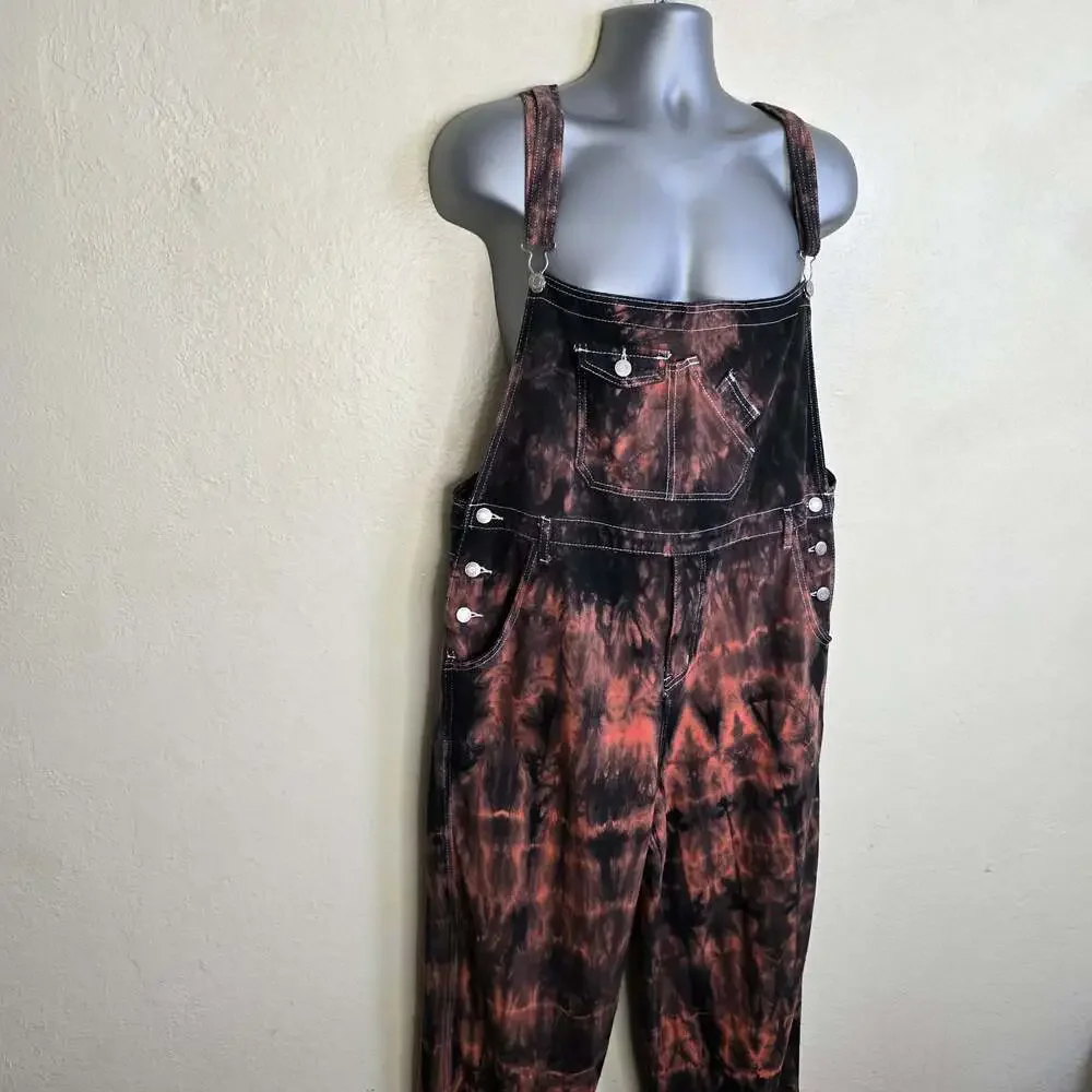 Shein Manfinity EMRG Men Tie Dye Flap Pocket Overalls XXL